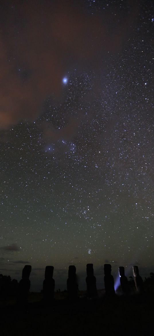 stones, idols, night, stars, dark