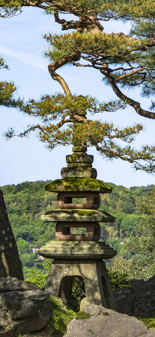 trees, forest, tower, sanctuary, architecture