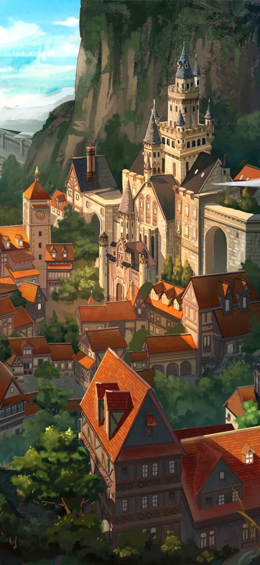 city, buildings, middle ages, fantasy, art