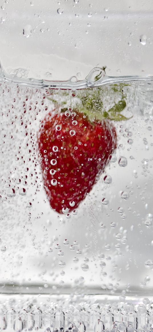 strawberry, berry, water, under water, bubbles, macro