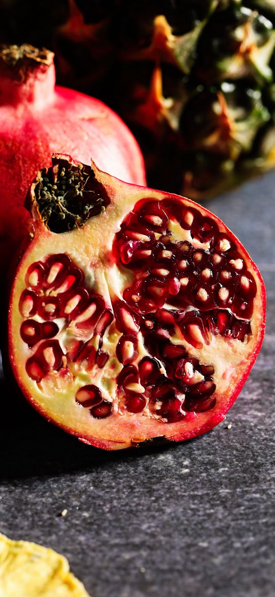 pomegranate, fruit, wedge, ripe