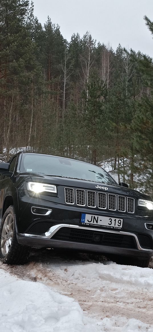 jeep renegade, jeep, car, suv, black, snow