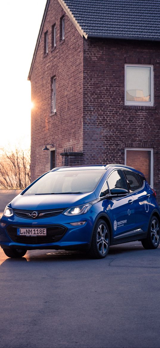 opel ampera, opel, car, blue