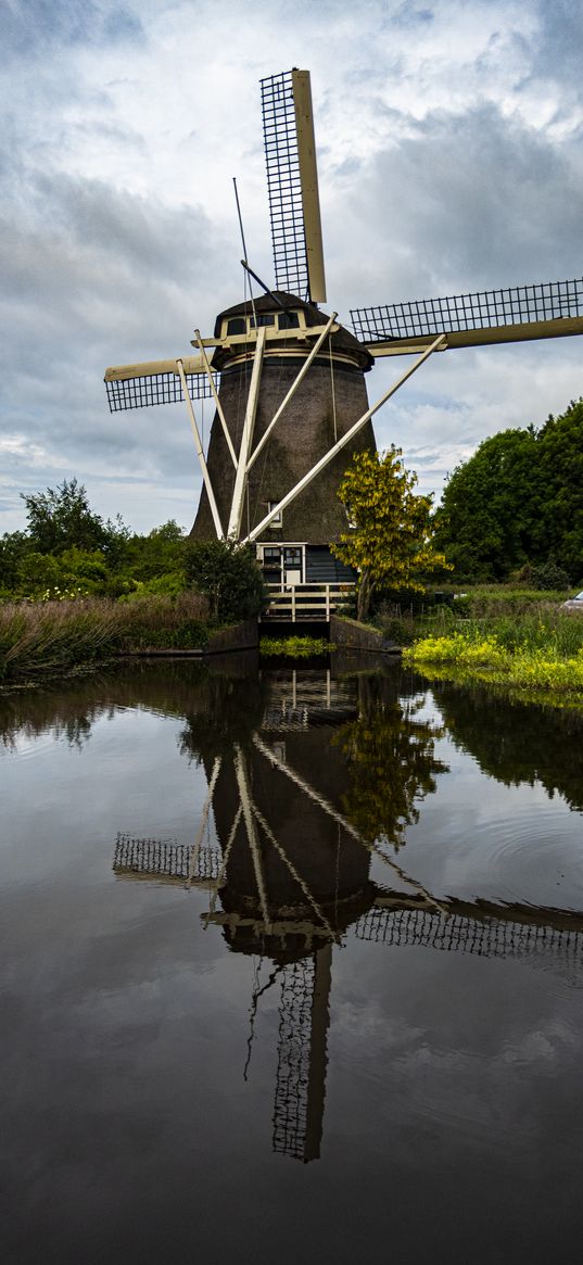 mill, construction, lake, trees, nature