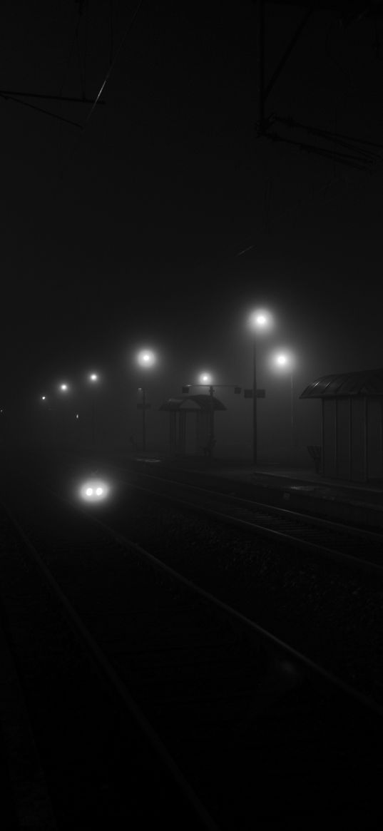 platform, lights, light, night, black