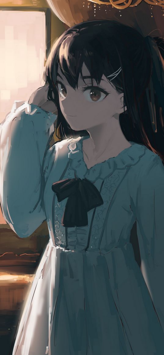 girl, glance, dress, anime, art, cartoon