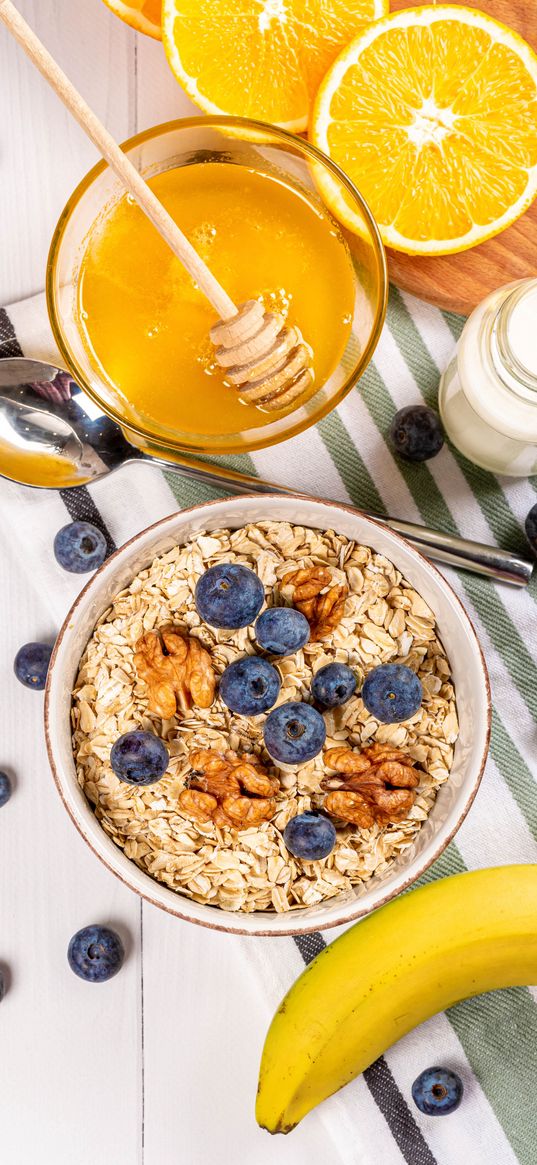 muesli, berries, honey, breakfast, bowl