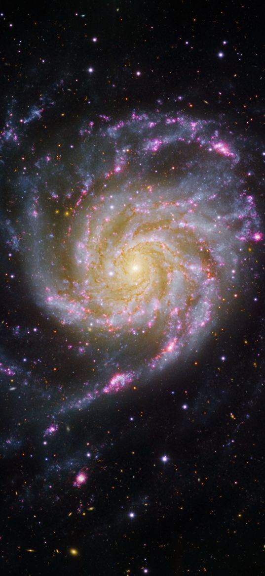 pinwheel galaxy, galaxy, glow, stars, space