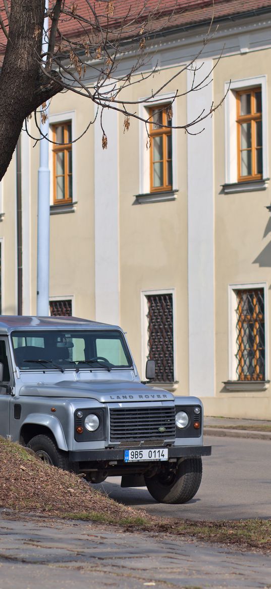 land rover, car, suv, gray, building