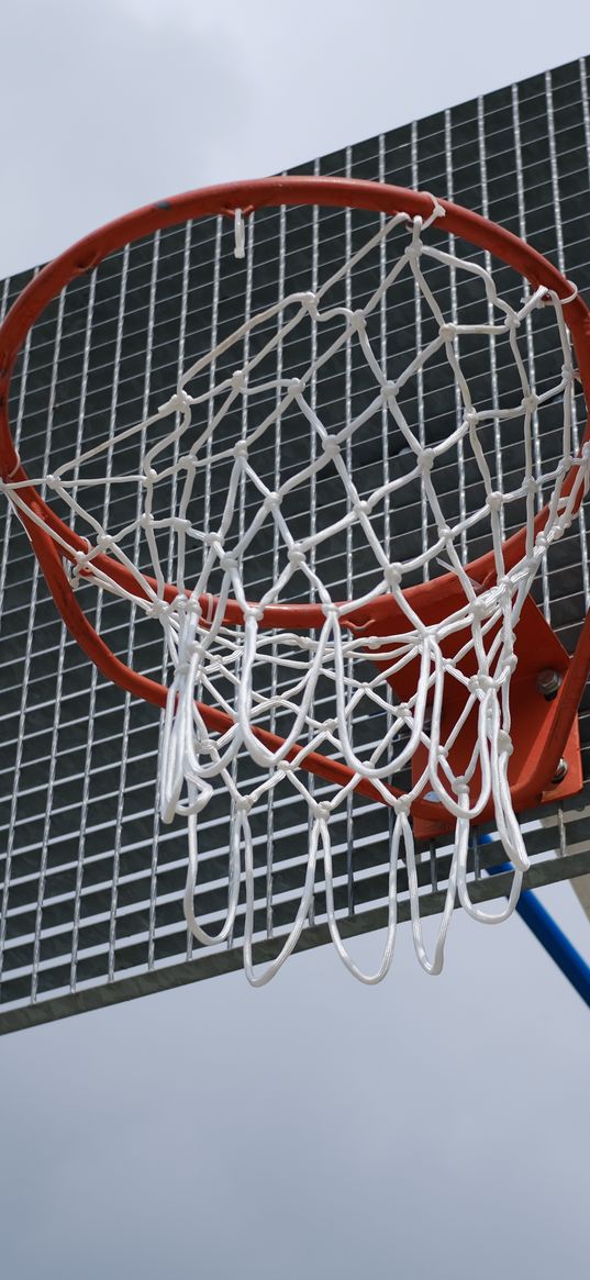 basketball hoop, basketball, net, sports, clouds