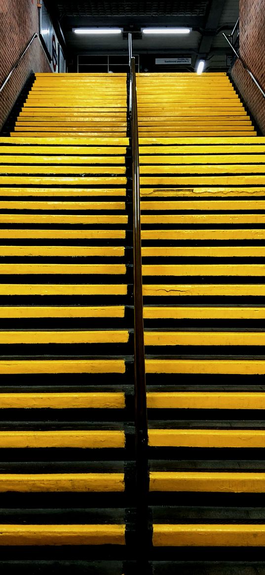 stairs, stripes, yellow, rise