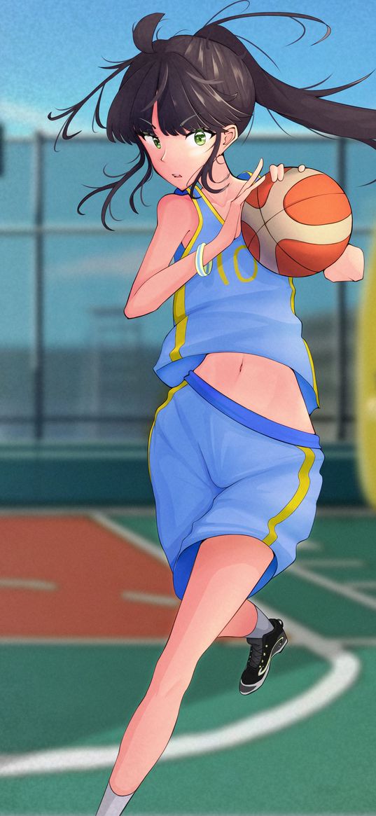 girl, ball, basketball, anime, sport