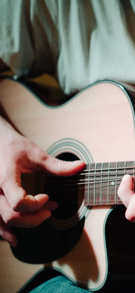 acoustic guitar, guitar, strings, guitarist, hands, music