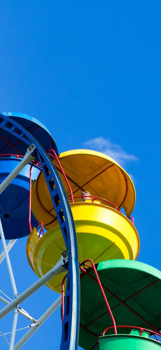 ferris wheel, attraction, colorful, booths