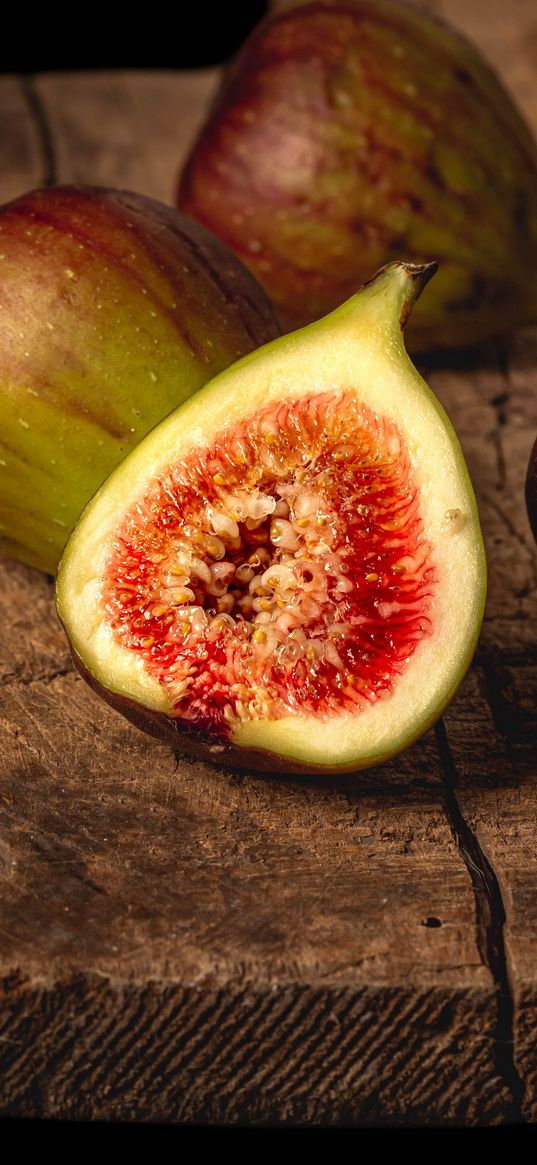 fig, fruit, wedges, board, ripe