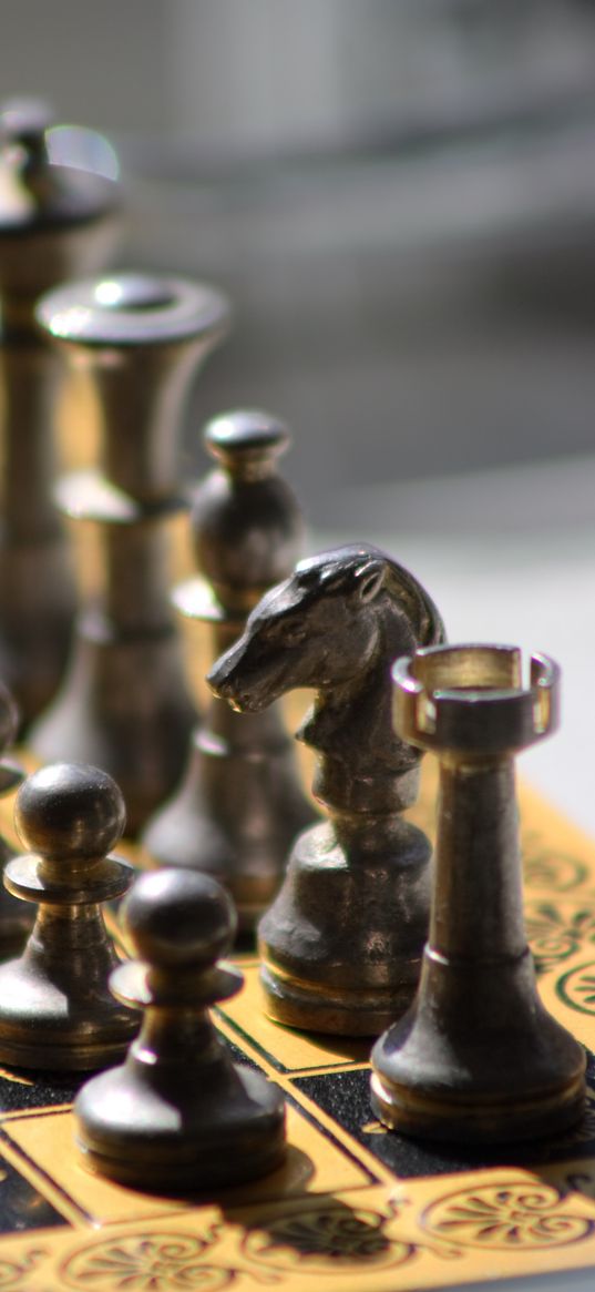 chess, game, board, pieces, metal