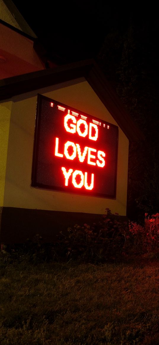 god, love, phrase, words, neon