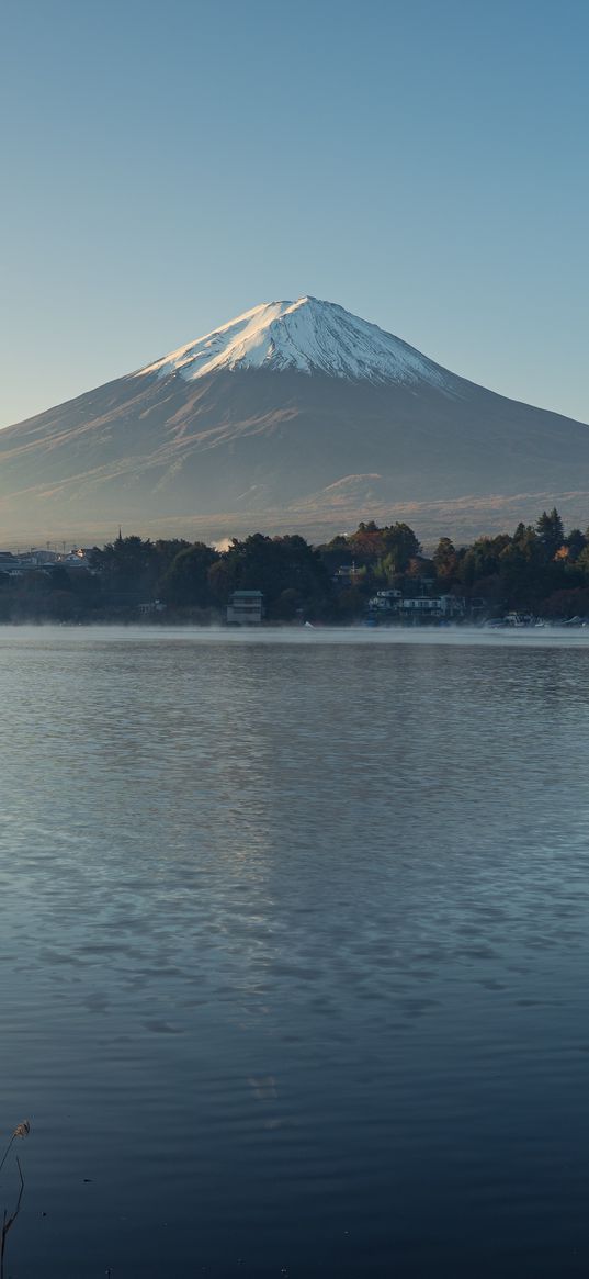 fuji, mountain, peak, lake, landscape