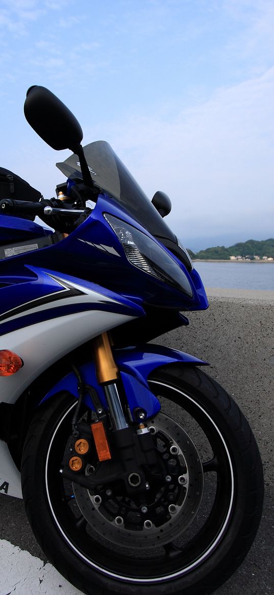 yamaha, motorcycle, bike, blue, road, moto