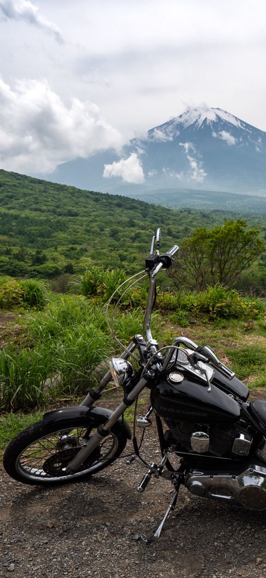 motorcycles, bikes, black, fuji, mountain