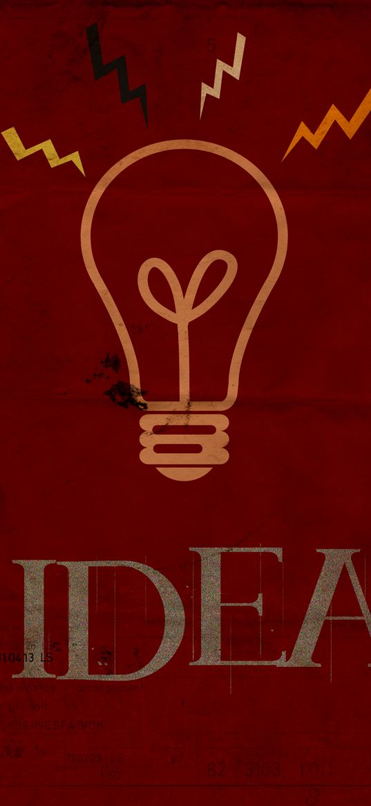 idea, word, light bulb, red