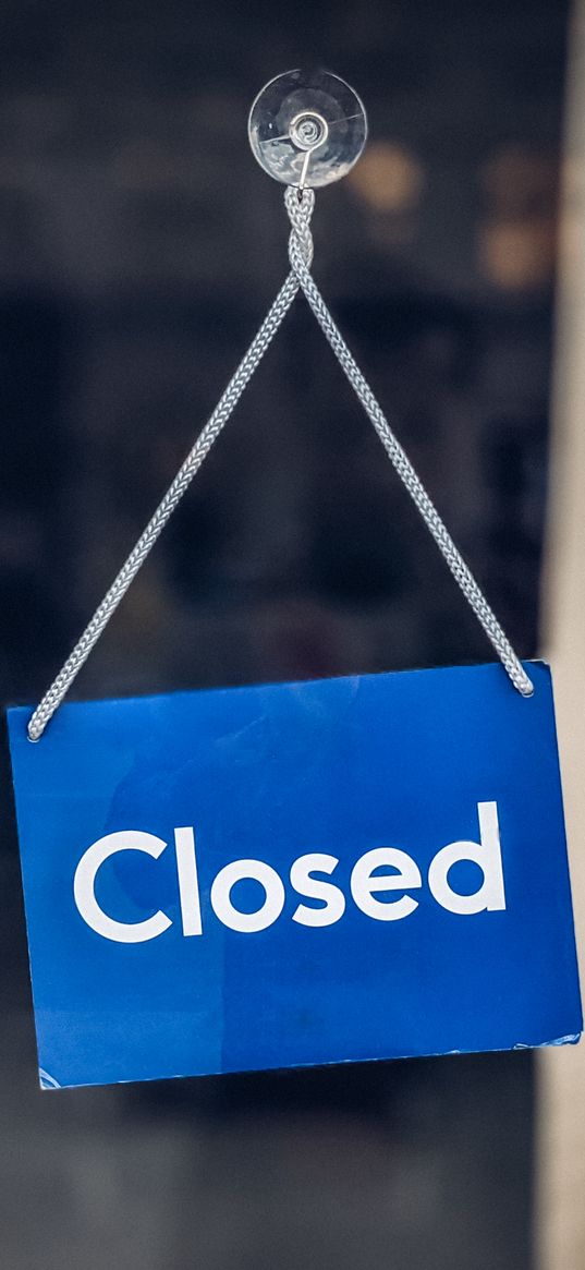 closed, word, inscription, signboard, blue