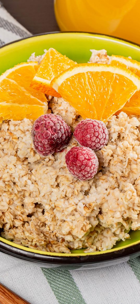 oatmeal, porridge, berries, fruit, bowl, breakfast