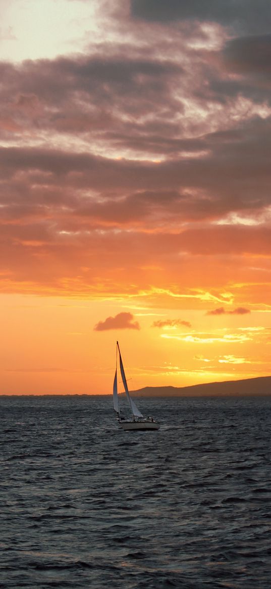 sailboat, boat, sea, twilight, landscape