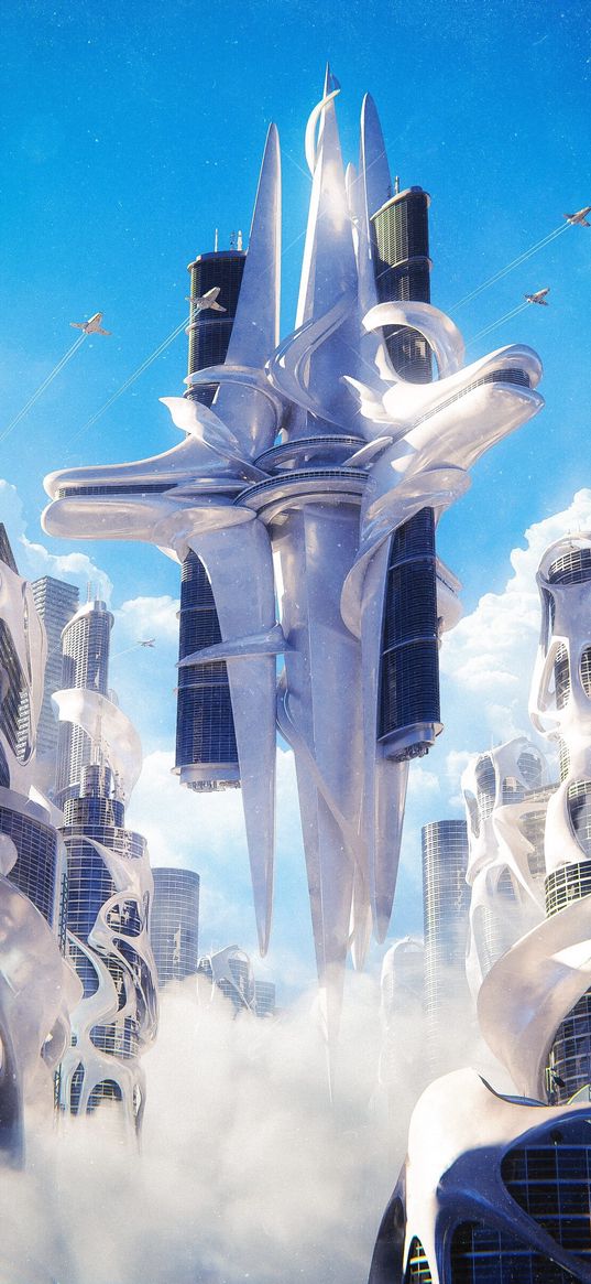 buildings, architecture, aircraft, futurism, fantasy