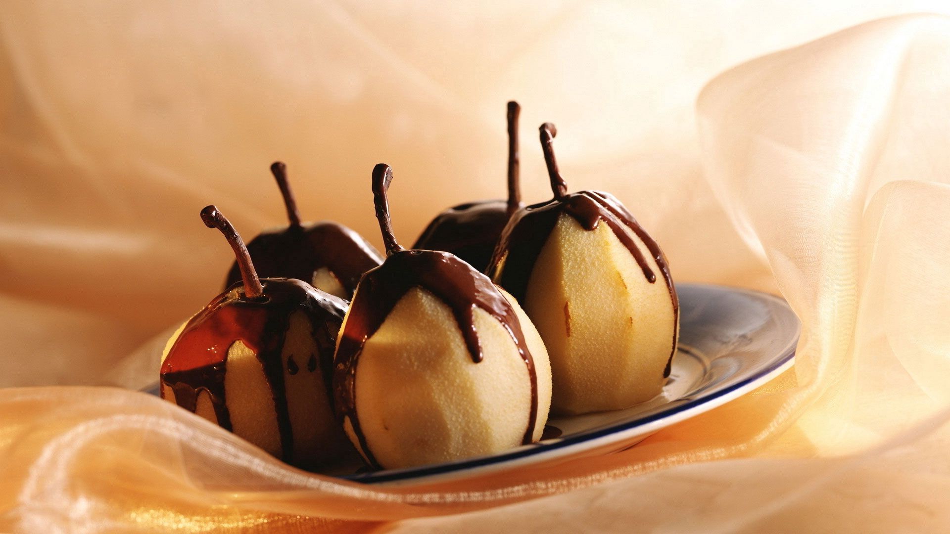 pears, chocolate, glaze, dessert