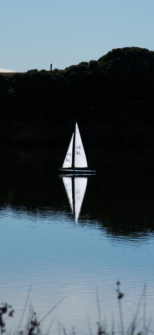 sailboat, boat, lake, water, reflection, landscape