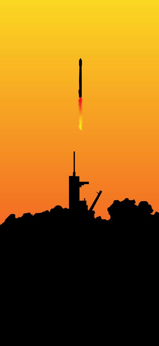 rocket, silhouettes, flight, vector, art, dark