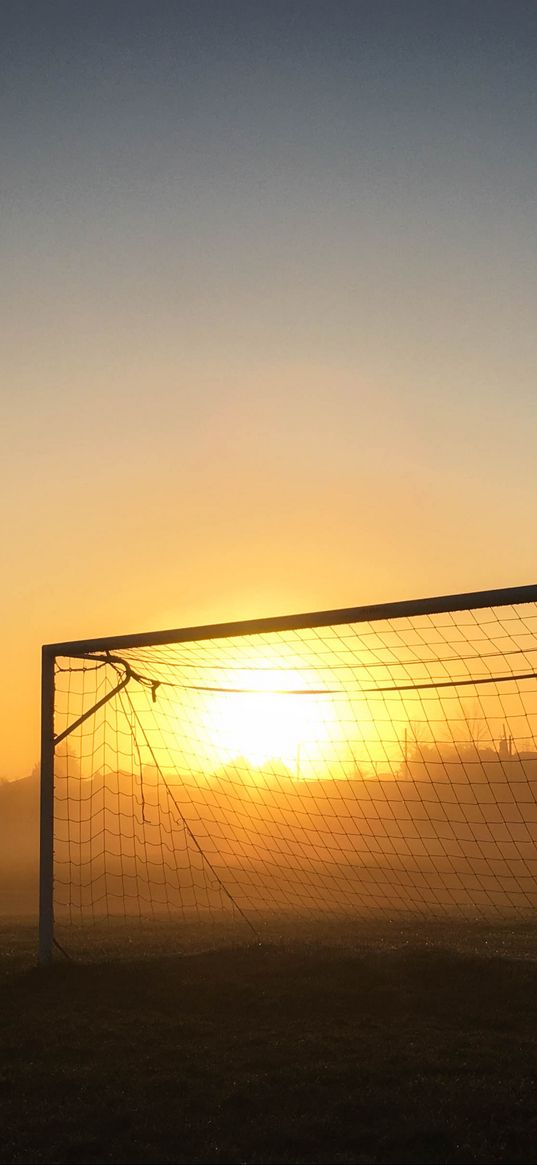 gate, net, sun, light, football, dark