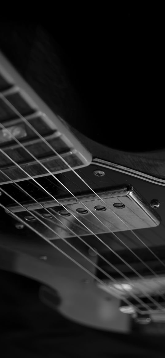 electric guitar, guitar, strings, music, black and white