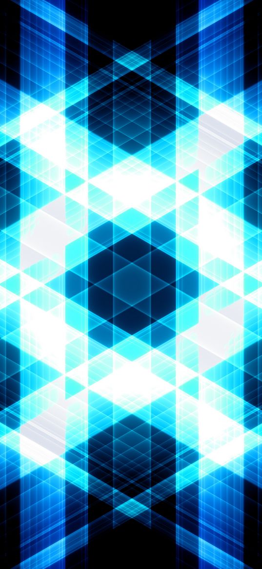 triangles, stripes, glow, abstraction, blue