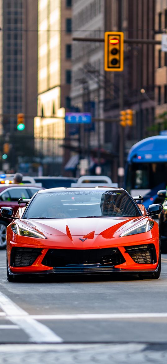 chevrolet corvette, chevrolet, car, sports car, red, road