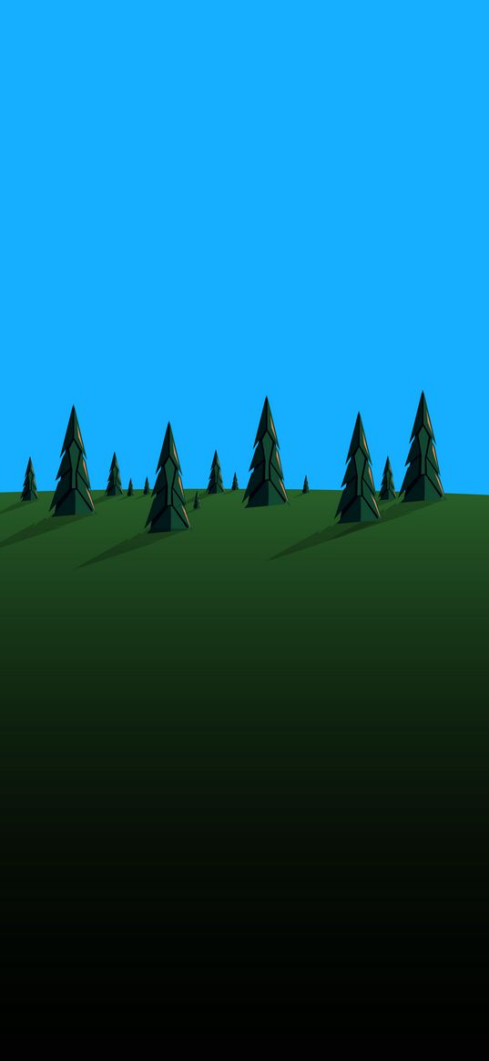 pines, trees, vector, art