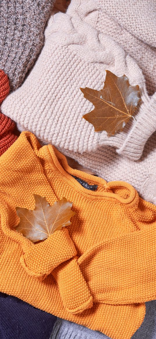 sweaters, leaves, autumn, comfort