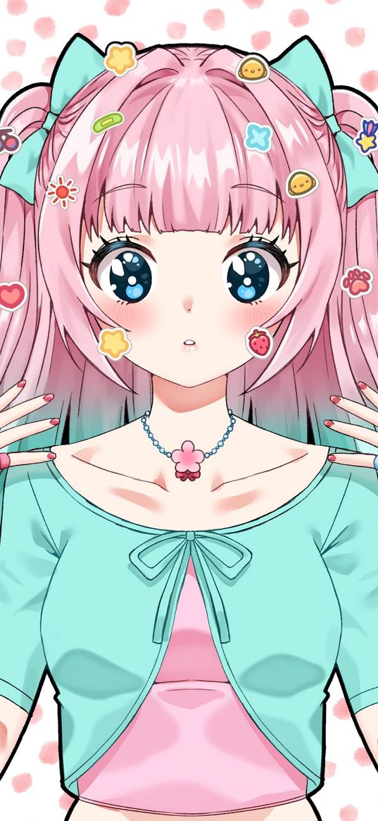 girl, glance, gesture, stickers, anime, art