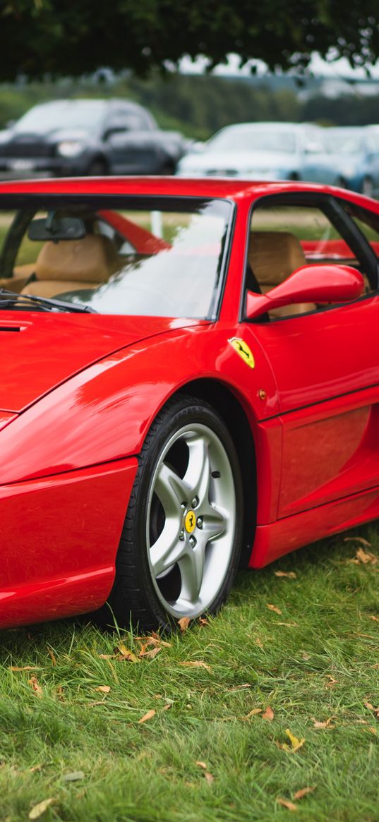 ferrari f355, ferrari, car, sports car, red, parking