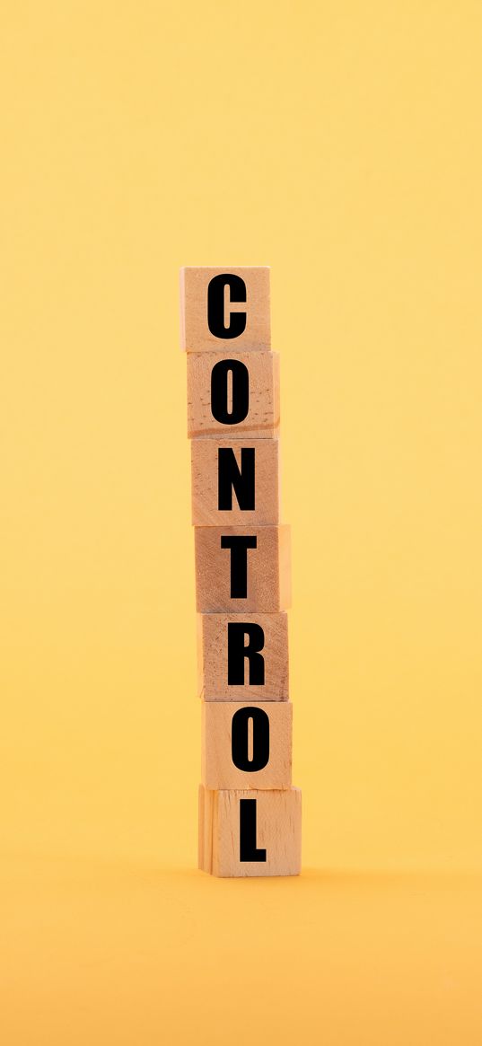 control, word, cubes, yellow