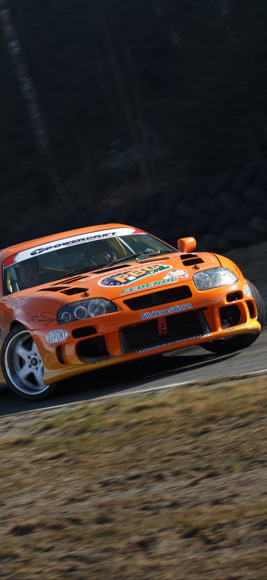 toyota supra, toyota, car, orange, drift, speed