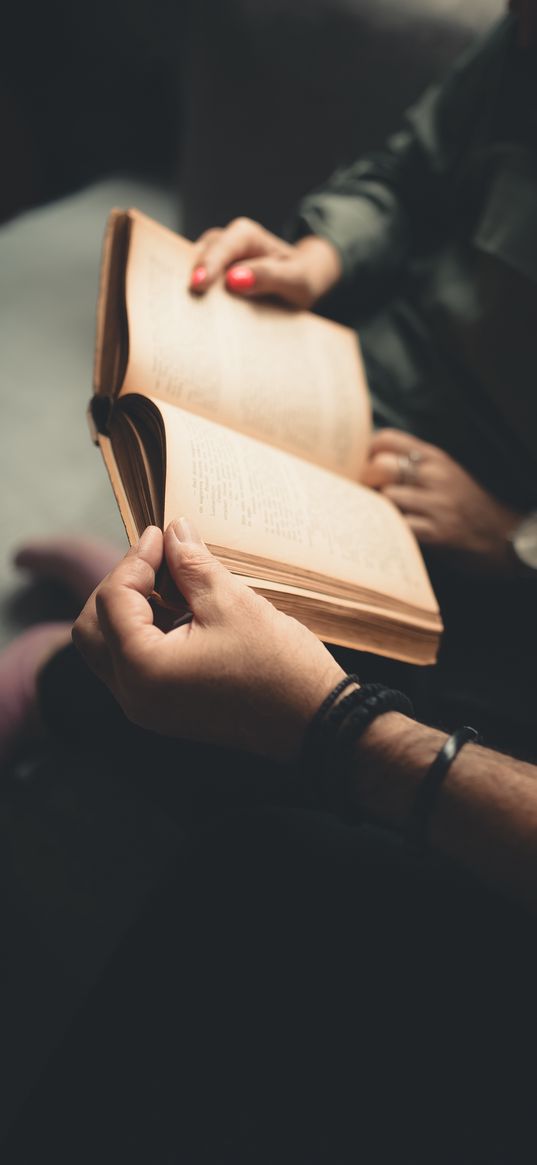 book, pages, hands, reading, aesthetics