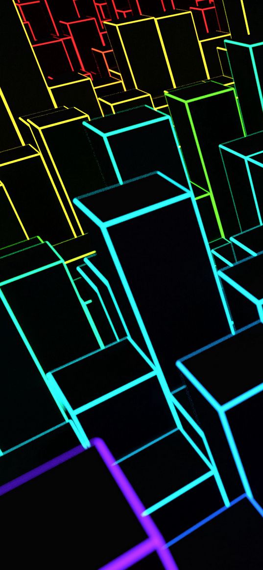 squares, lines, volume, 3d, colorful, black