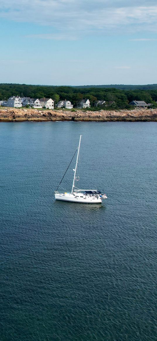 sailboat, boat, water, landscape, aerial view