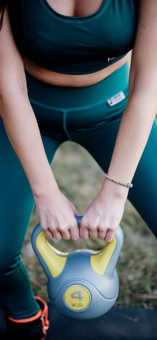 girl, kettlebell, fitness, sport