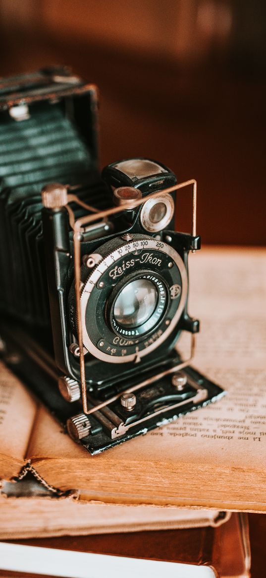 camera, equipment, book, retro, aesthetics