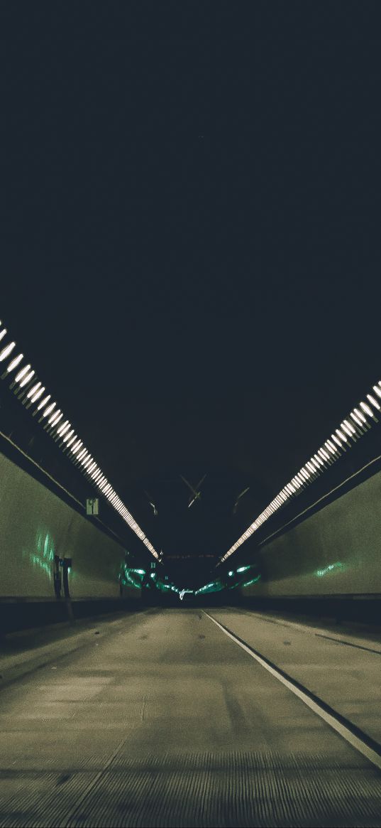 tunnel, road, lighting, perspective