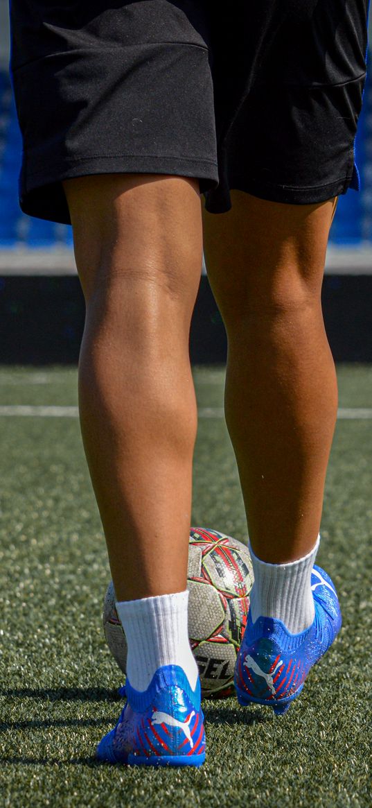 footballer, legs, ball, field, football, sport