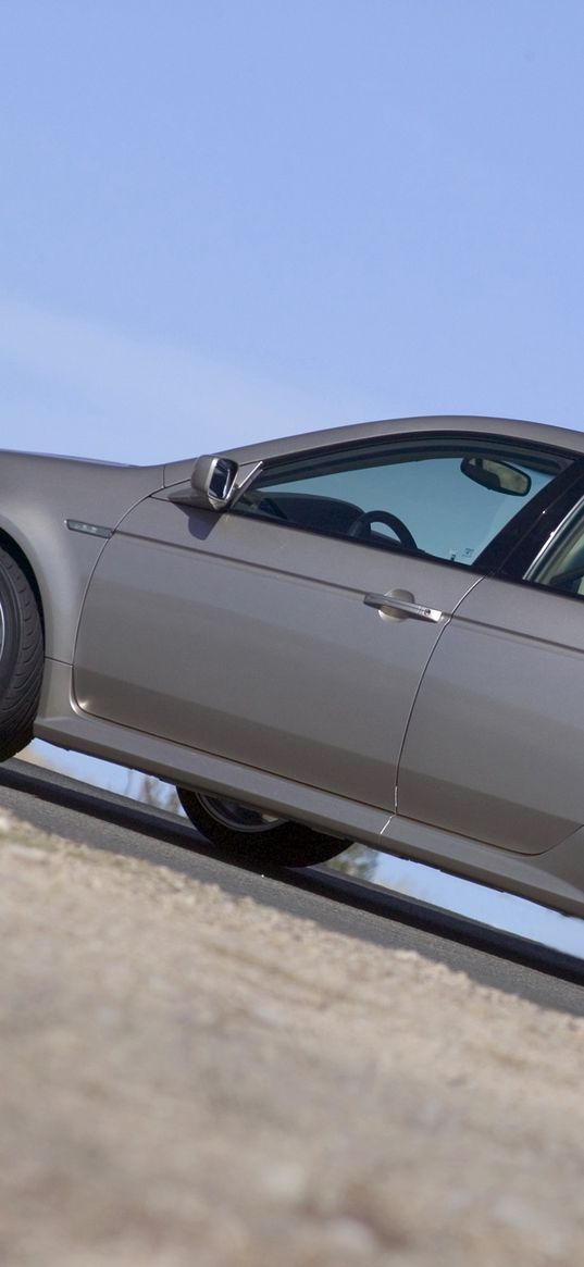 acura, tl, 2004, metallic gray, side view, style, cars, sky, asphalt